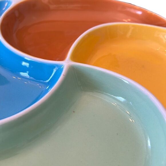 Serving Plate Divided Dish Scala Italian Colorful Party Table Decor Ceramic VTG - Picture 8 of 8